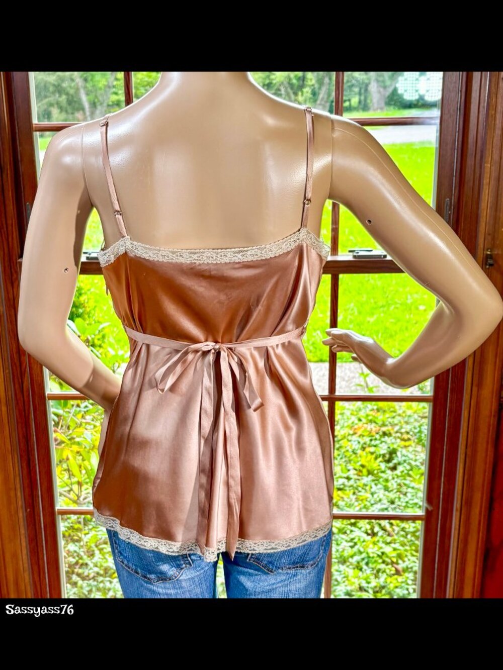 ▪️RED VALENTINO▪️Rose Peach & Ivory Silk Blend Satin Antique Lace Camisole Top - Picture 2 of 6